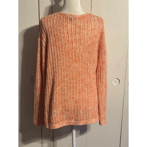 Talbots Size Large Women's Loose Knit Tunic Style Sweater in Peach 100% Cotton - Picture 3 of 6